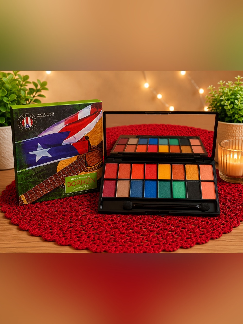 Título: Vibrant Color Eyeshadow Palette – Inspired by Puerto Rico 🇵🇷✨